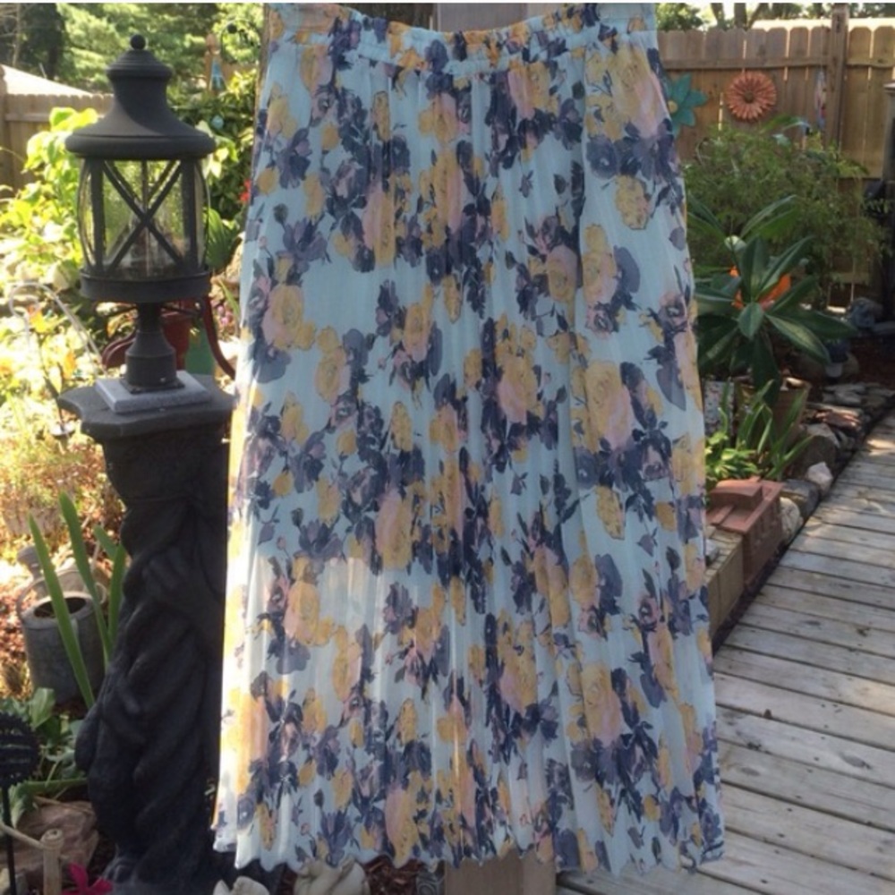 NWOT❗️Cinderella Blue Yellow Floral Pleated Skirt